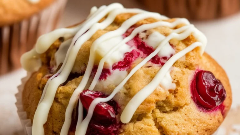 White Chocolate Cranberry Sourdough Discard Muffins - Featured