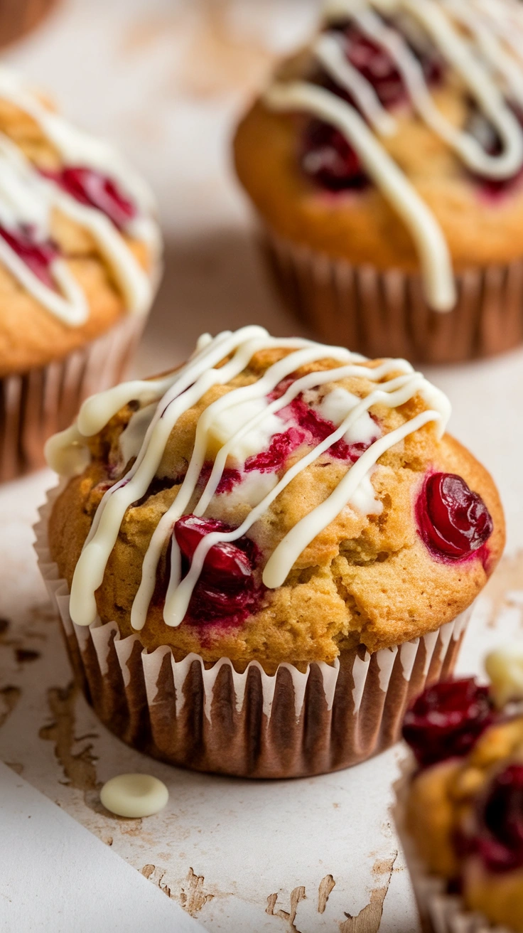 White Chocolate Cranberry Sourdough Discard Muffins