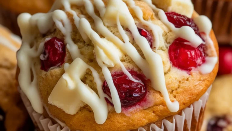 White Chocolate Cranberry Sourdough Discard Muffins - Featured