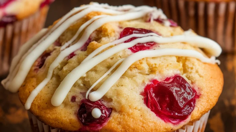 White Chocolate Cranberry Sourdough Discard Muffins - Featured