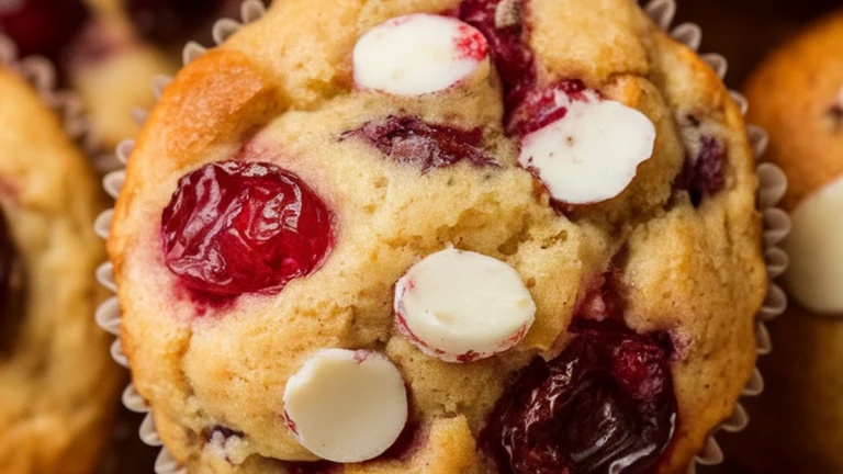 White Chocolate Cranberry Sourdough Discard Muffins - Featured