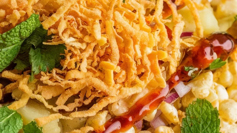 Bhel Puri (Indian Puffed Rice and Vegetable Snack) - Featured