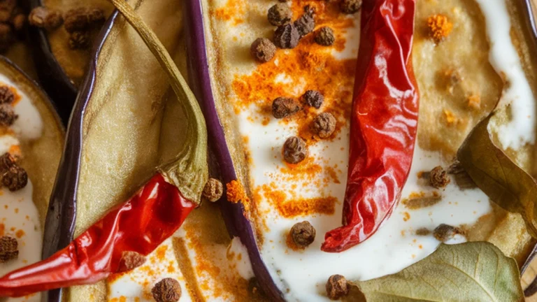 Dahi Baingana (Fried Eggplant in Yogurt) - Featured
